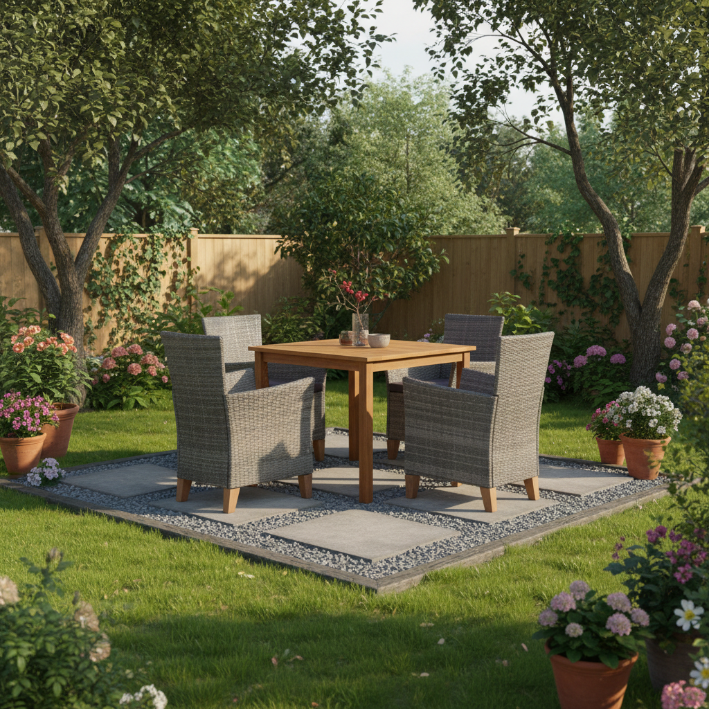 Tuintafelset in echte achtertuin