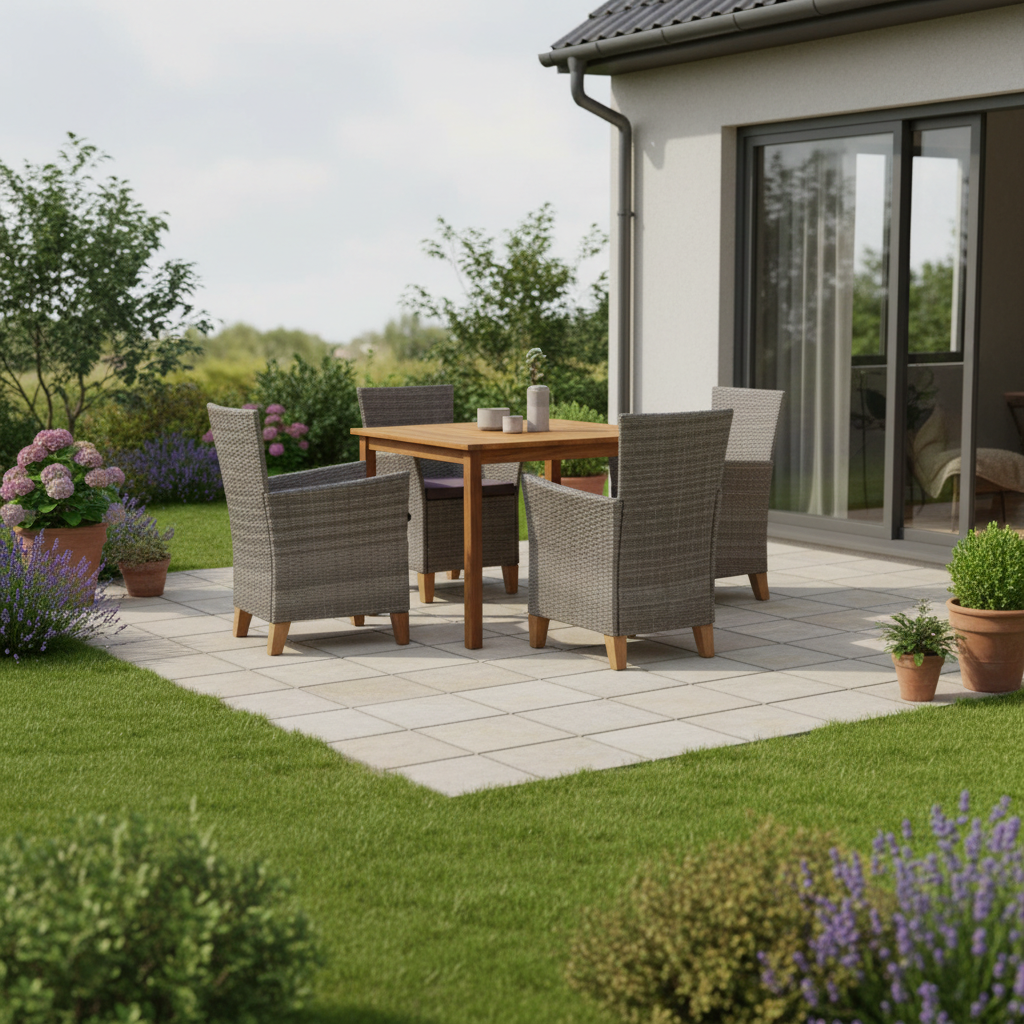 Tuintafelset op realistisch terras