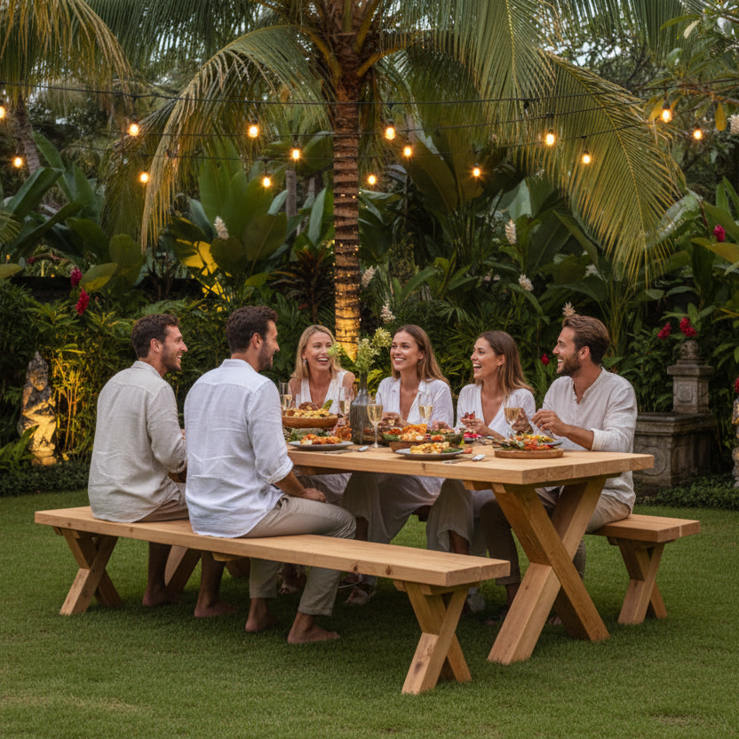 Tuintafelset Xavi Bali vrienden