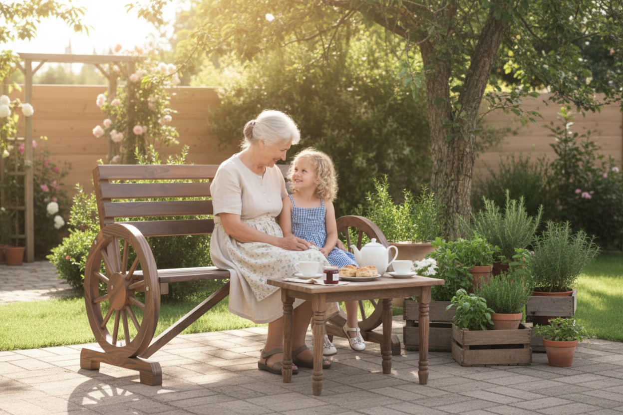 Tulari donkerbruin oma kleinkind