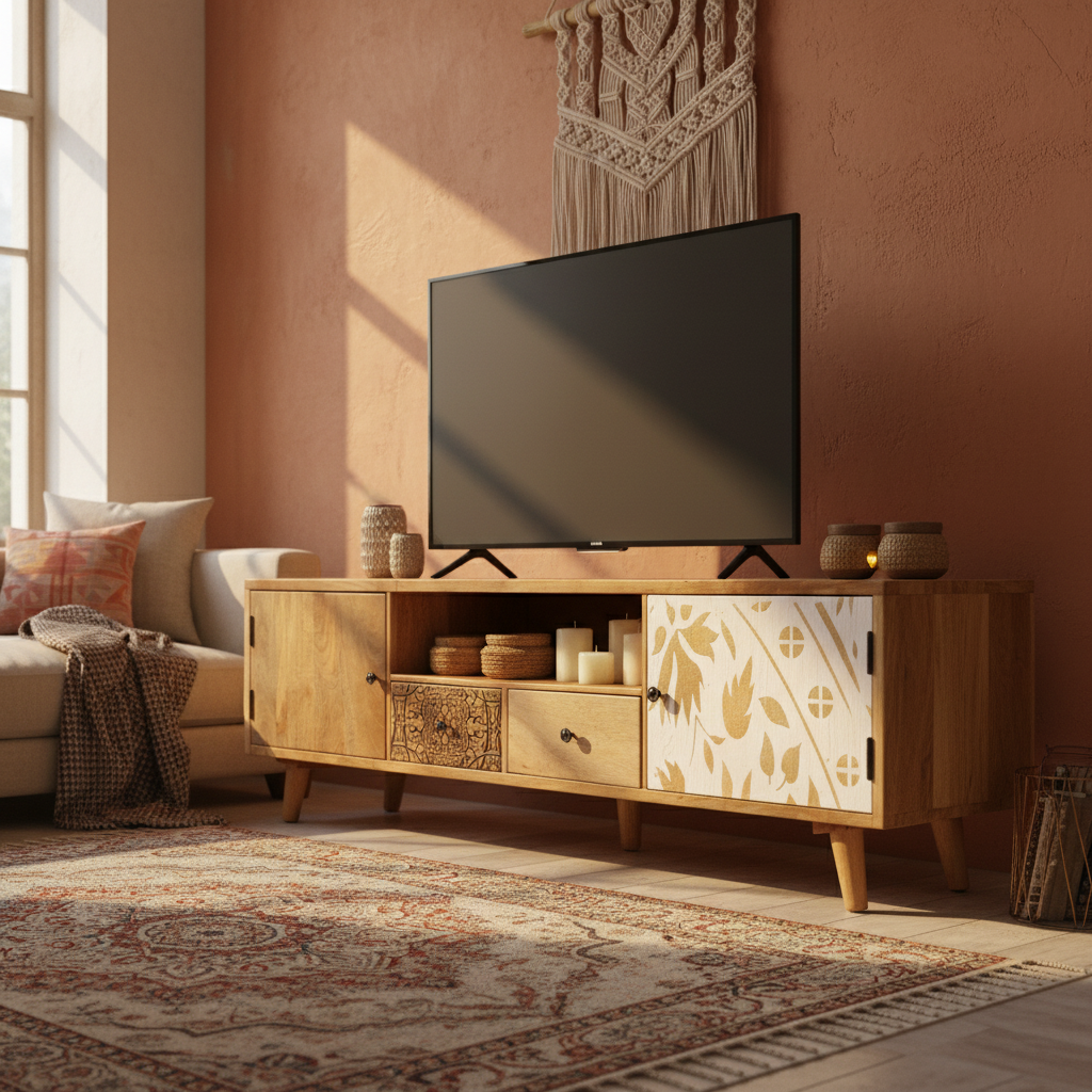 TV-meubel in bohemian ruimte