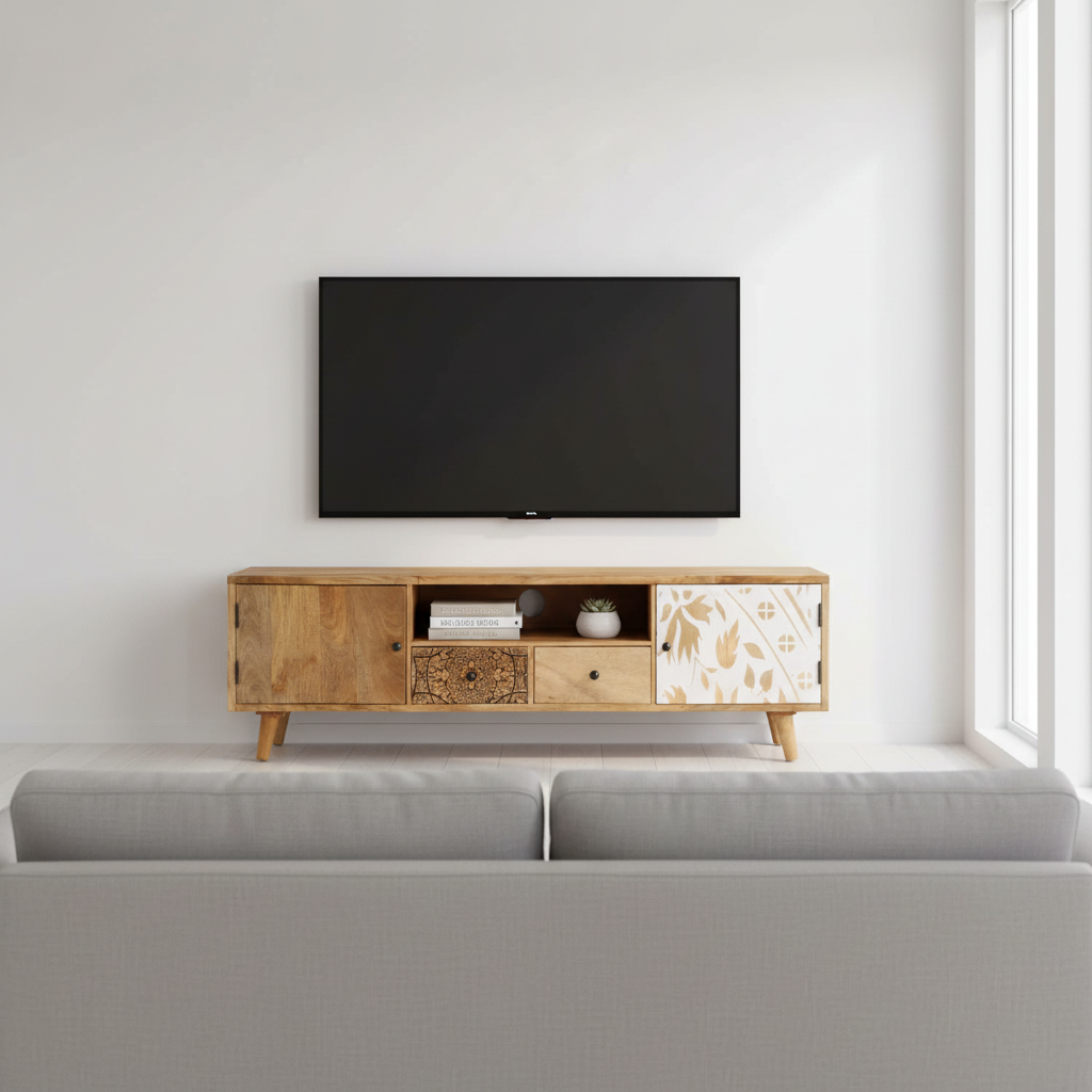 TV-meubel in Scandinavische woonkamer