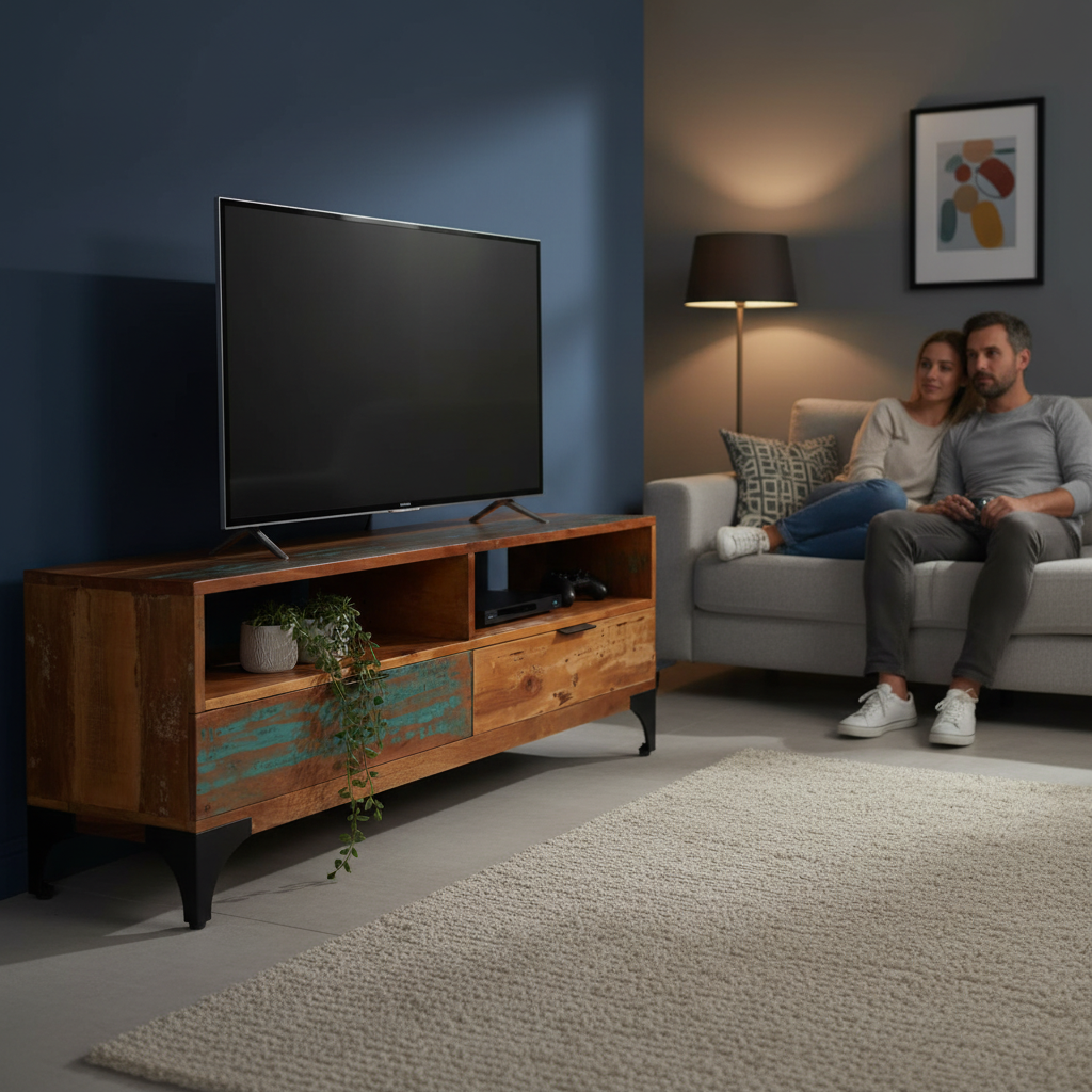 TV-meubel in woonkamer met stel