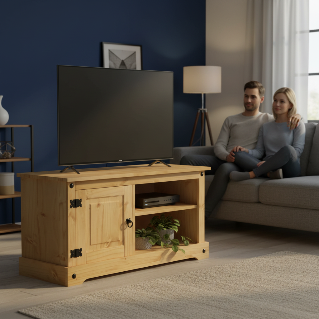 TV-meubel in woonkamer met stel