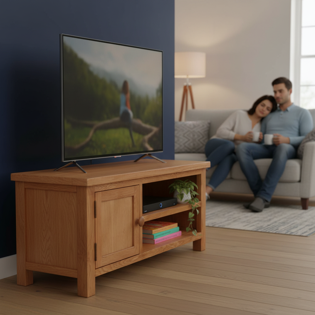 TV-meubel in woonkamer met stel