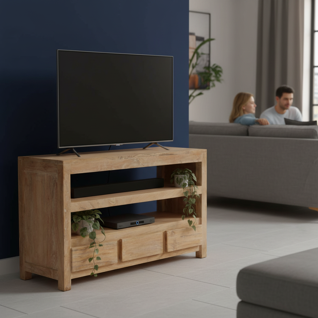 TV-meubel in woonkamer met stel