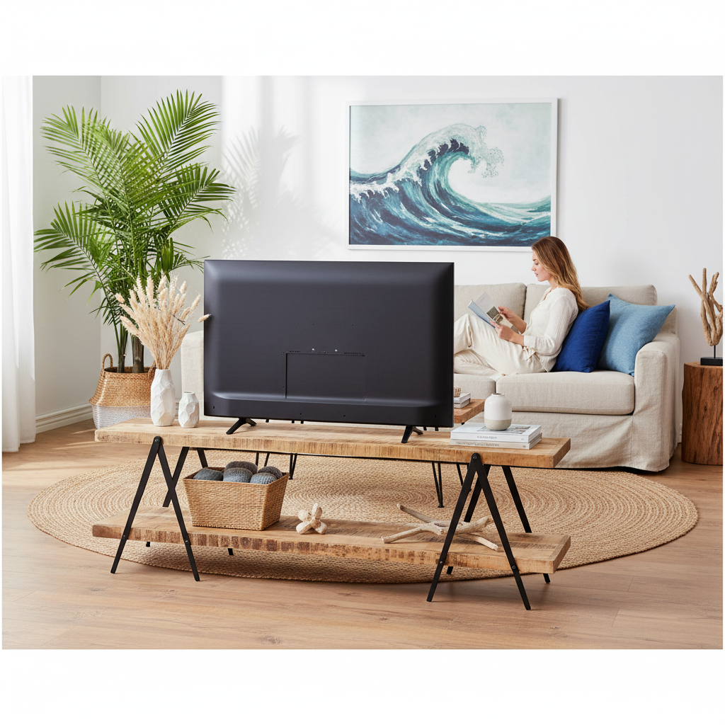 TV-meubel mangohout in coastal woonkamer