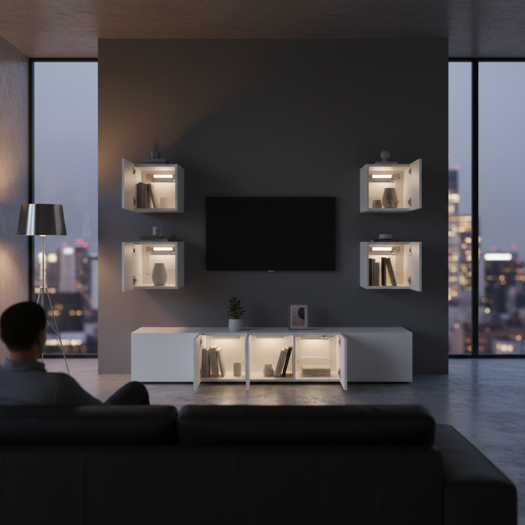 TV wandmeubel in luxe loft