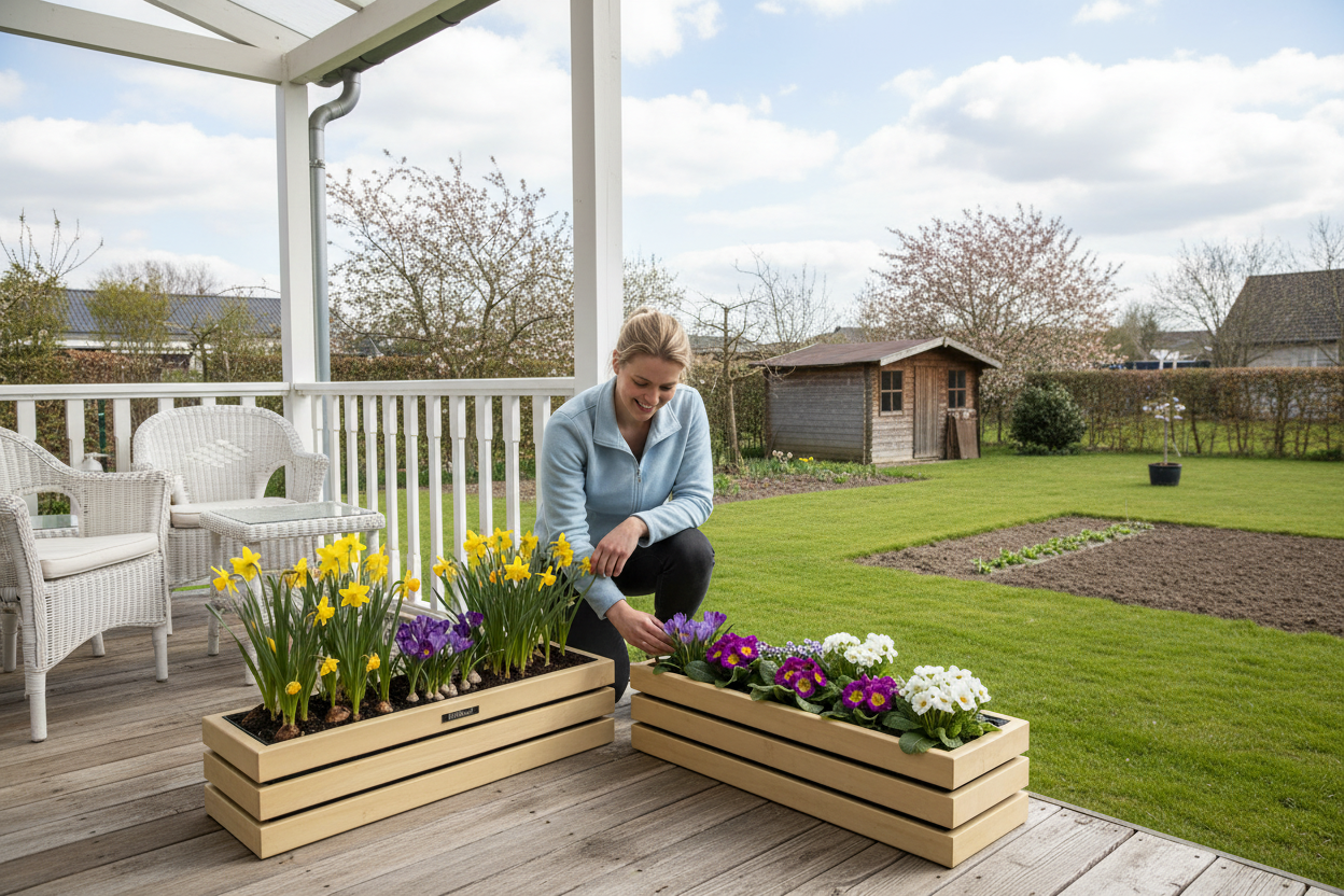 Twee Elan Mini Bloembakken lente veranda