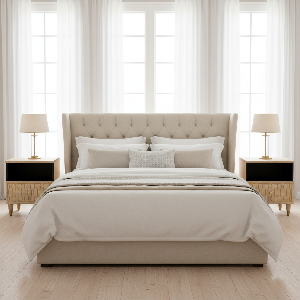 Twee nachtkastjes in luxe slaapkamer