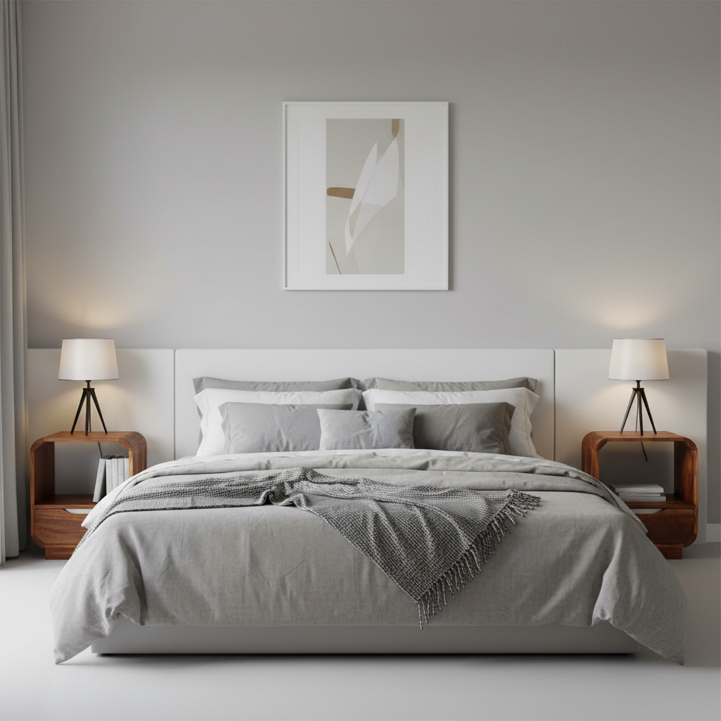 Twee nachtkastjes in moderne slaapkamer