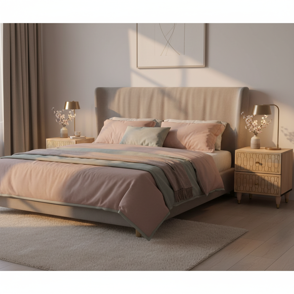 Twee nachtkastjes in pastel kamer