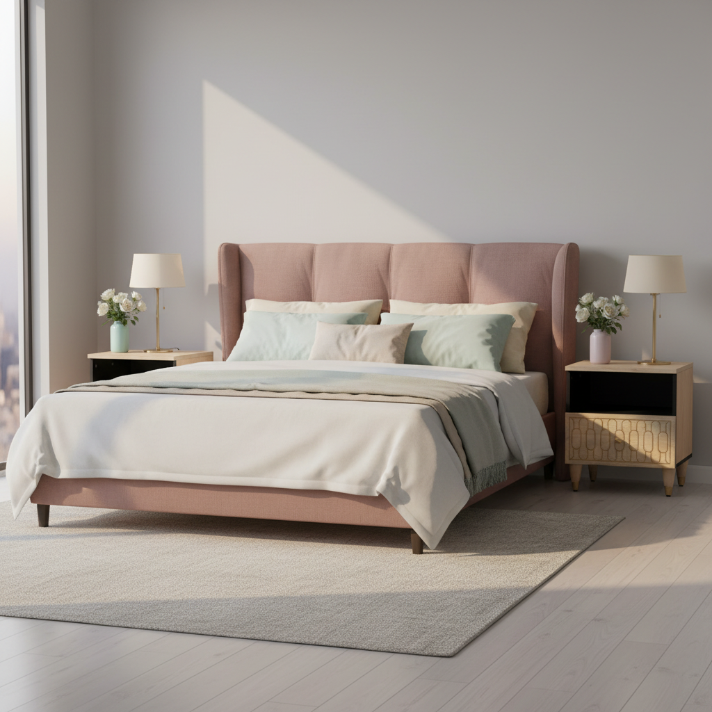 Twee nachtkastjes in pastel kamer