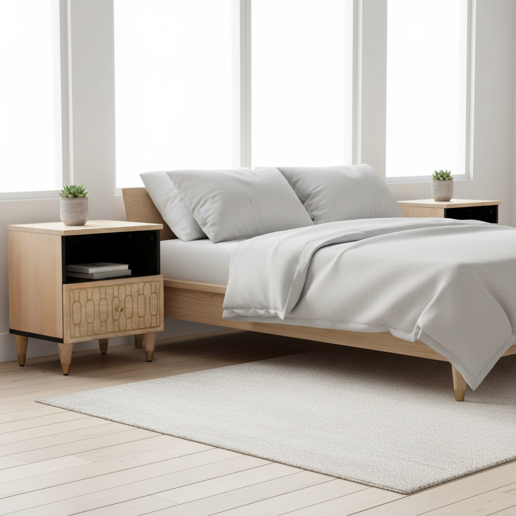 Twee nachtkastjes in Scandinavische kamer