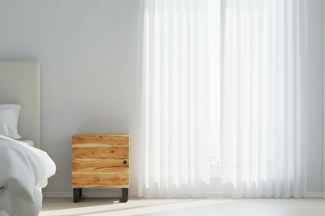 Ultra minimalistische witte slaapkamer