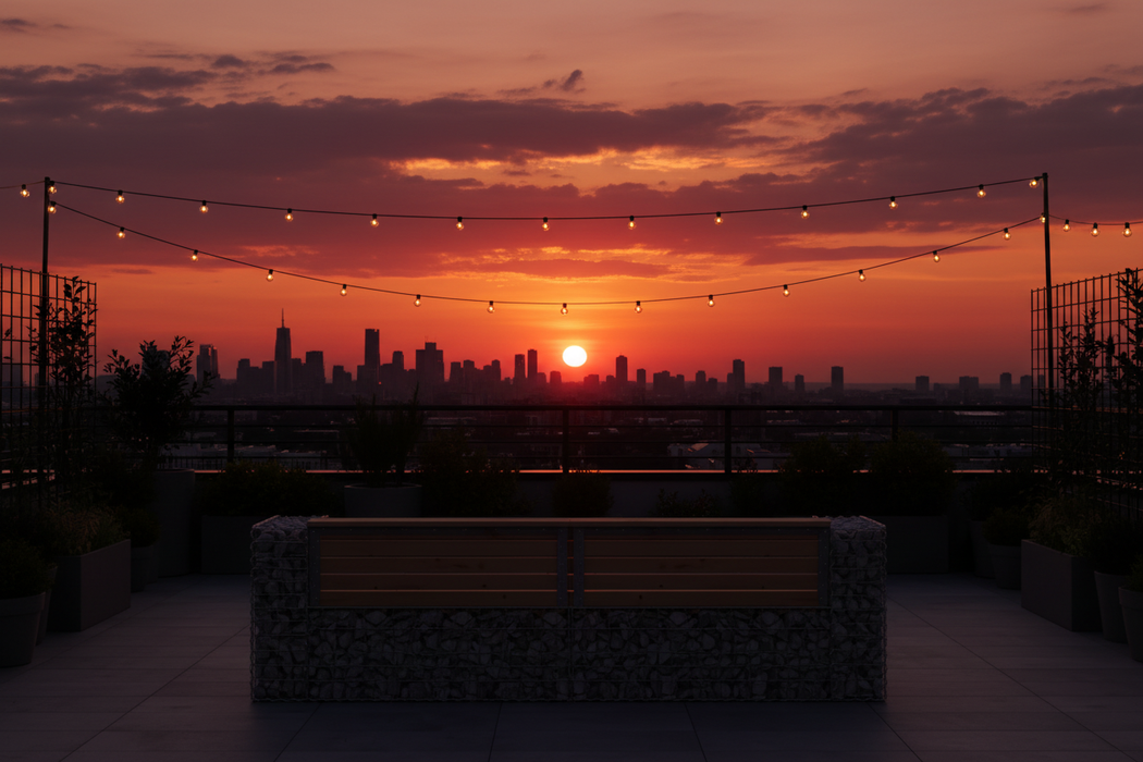Urban Rooftop Sunset