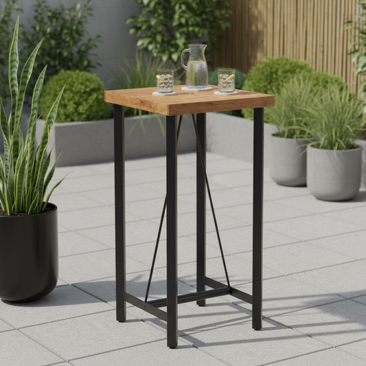 Vierkante bartafel op terras