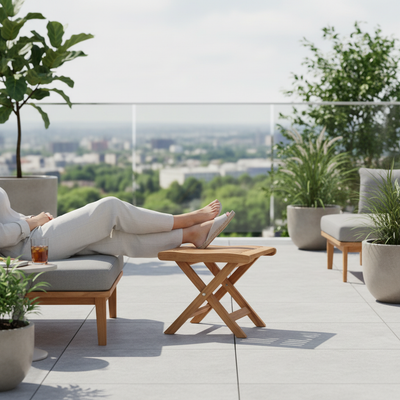 Voetensteun op terras