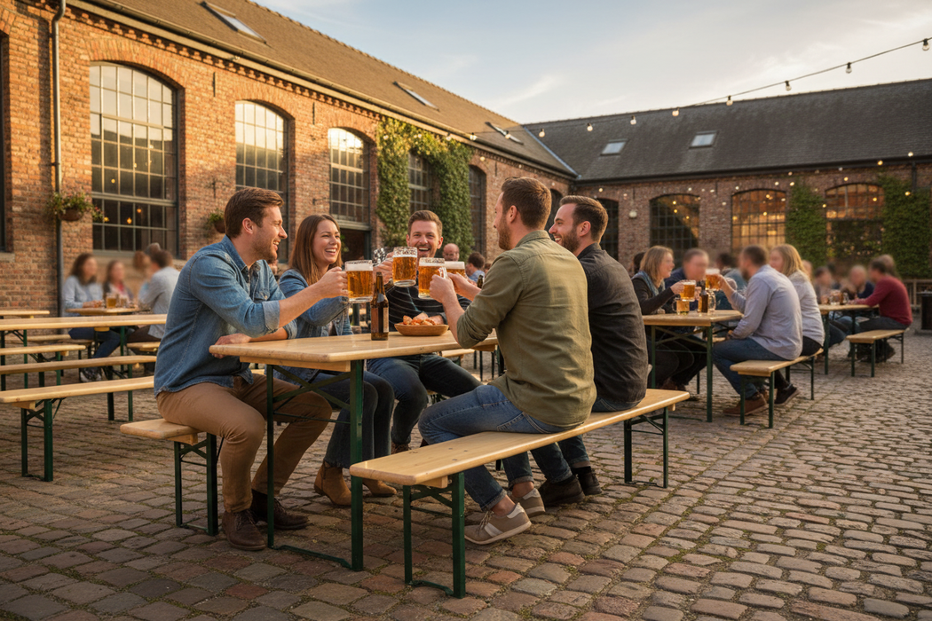 Vrienden aan biertafelset