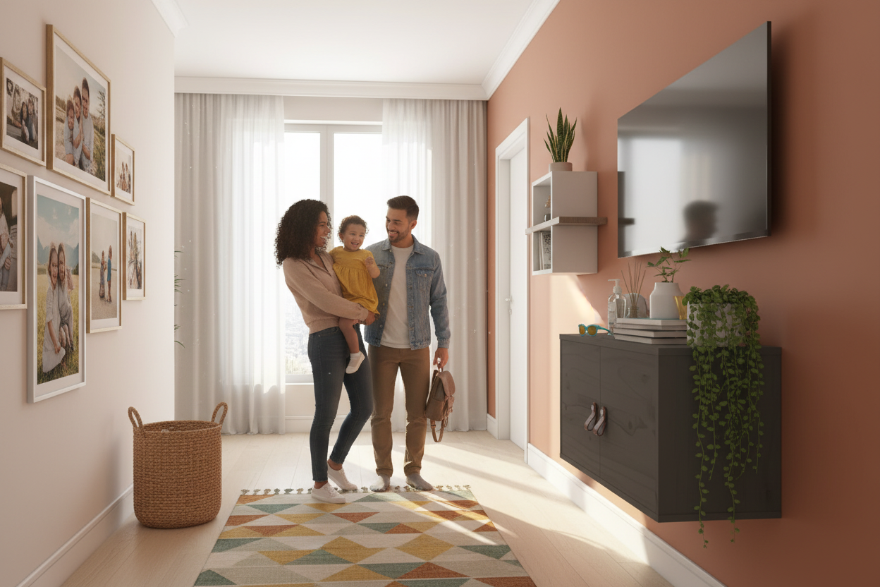 Wandkast Fjord in kleurrijke gezinswoning