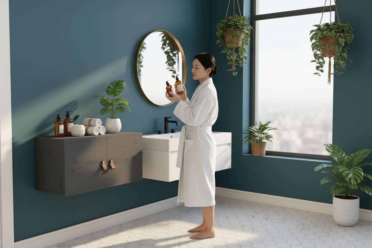 Wandkast Fjord in luxe spa badkamer