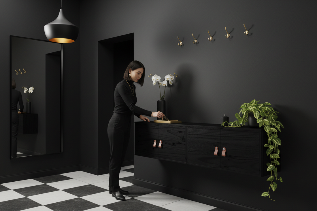 Wandkast Fjord ZWART in luxe entree