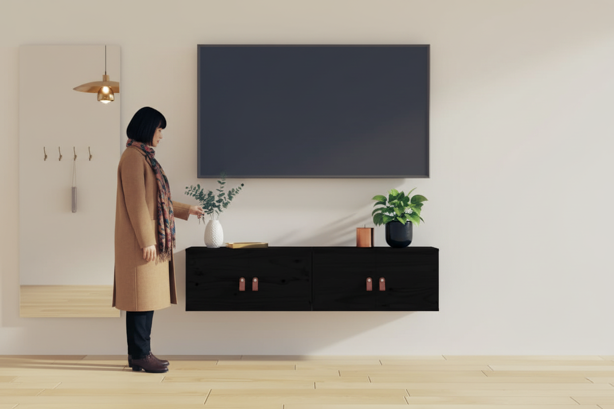 Wandkast Fjord ZWART met contrast