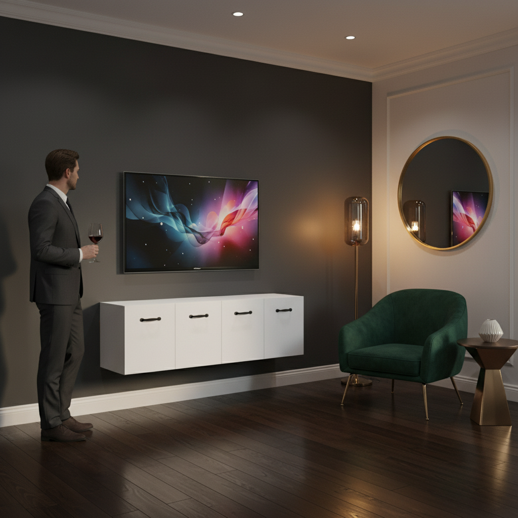 Wandkasten 80cm met TV in luxe interieur