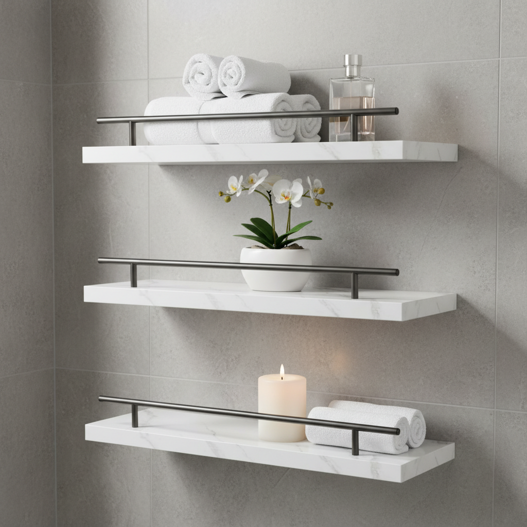 Wandplanken zwart badkamer