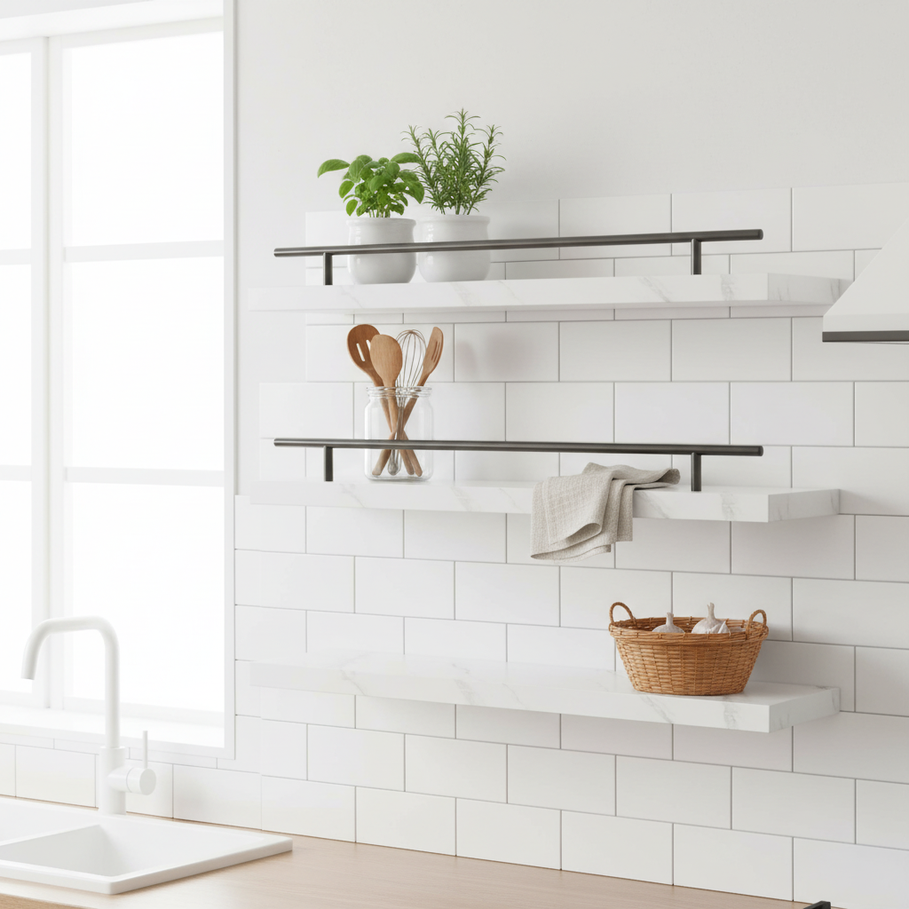 Wandplanken zwart keuken