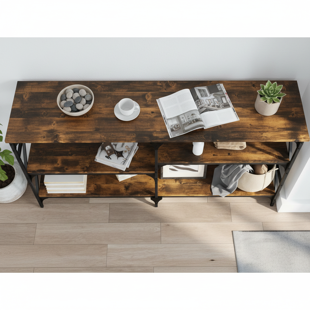 Wandtafel gerookt eiken bovenaanzicht