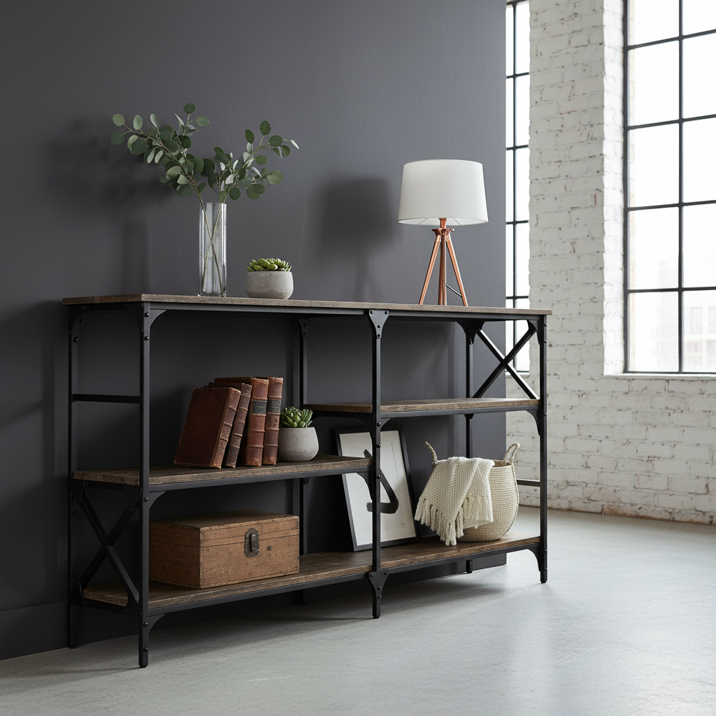 Wandtafel gerookt eiken in luxe loft