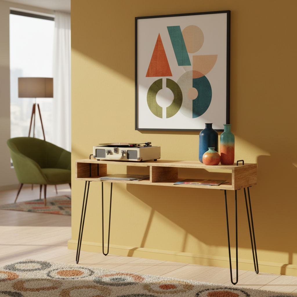 Wandtafel in retro woonkamer