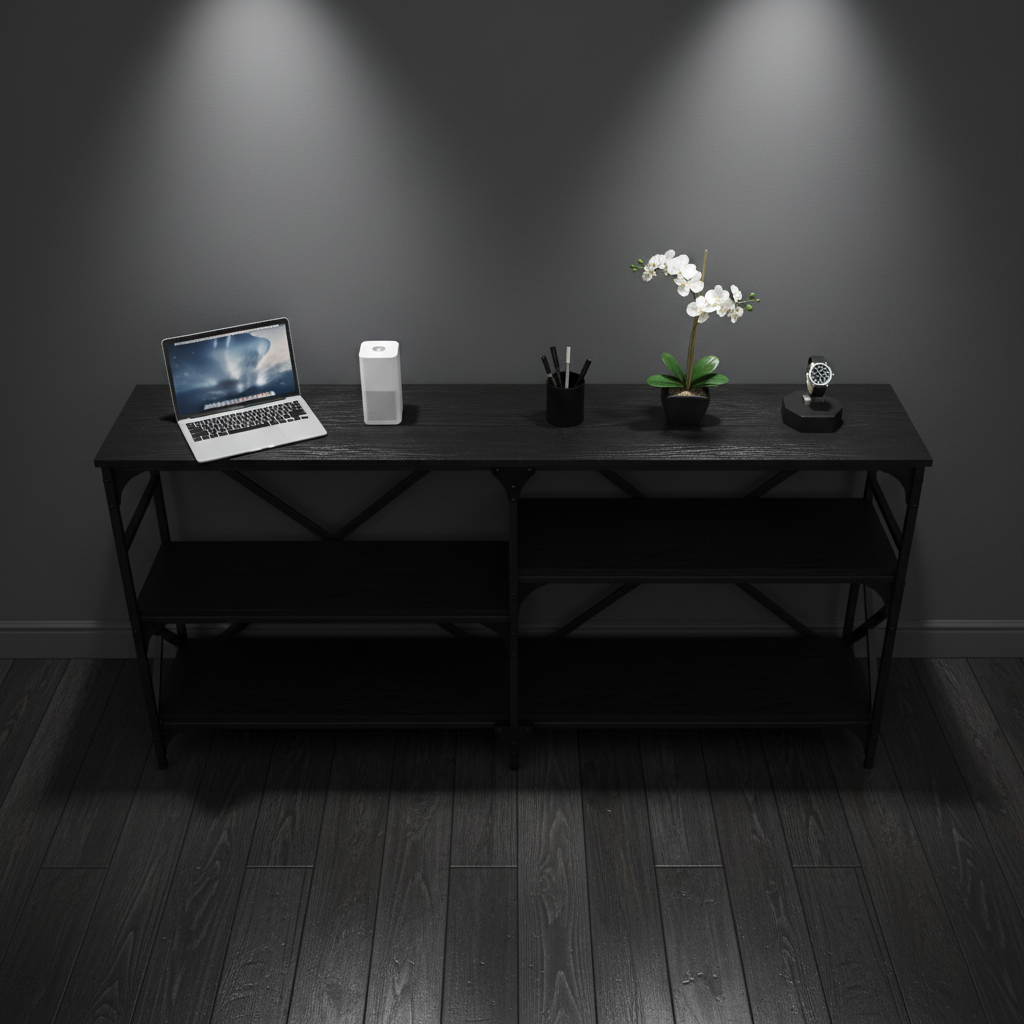 Wandtafel zwart 180cm bovenaanzicht