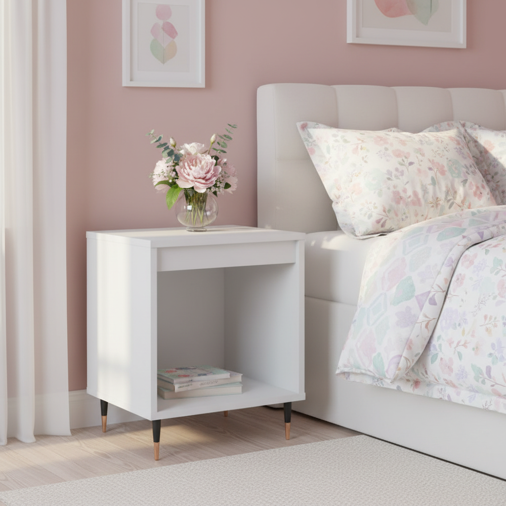 Wit nachtkastje in meisjeskamer