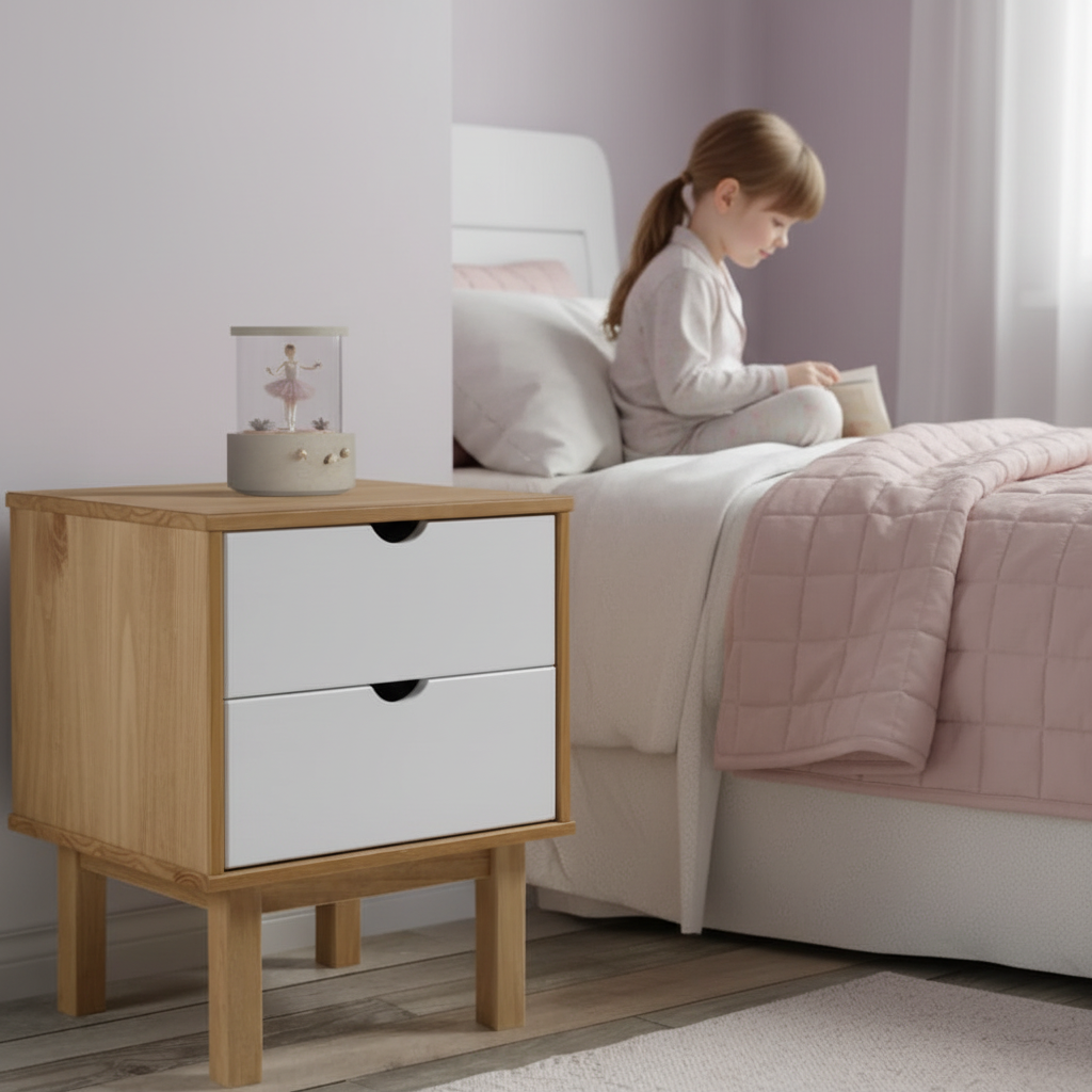 Wit nachtkastje meisjeskamer