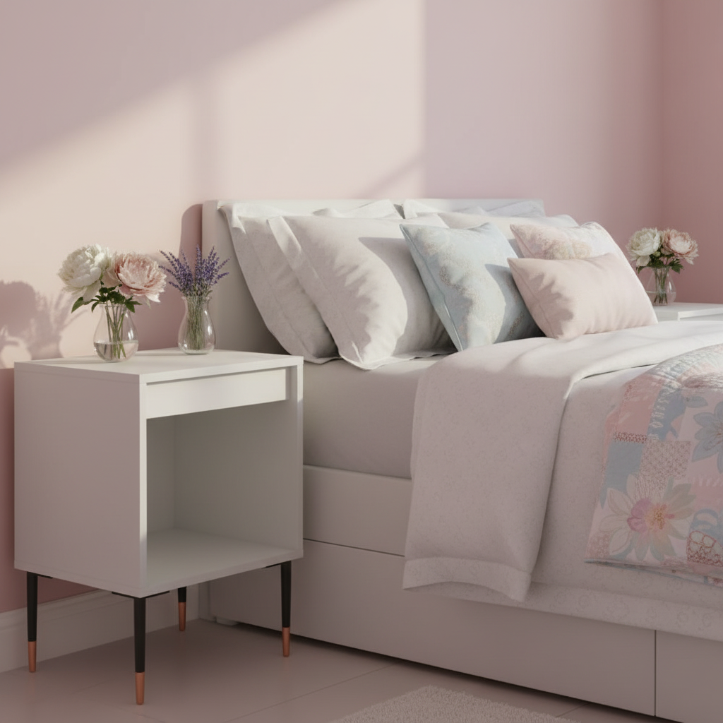 Wit nachtkastjes in meisjeskamer