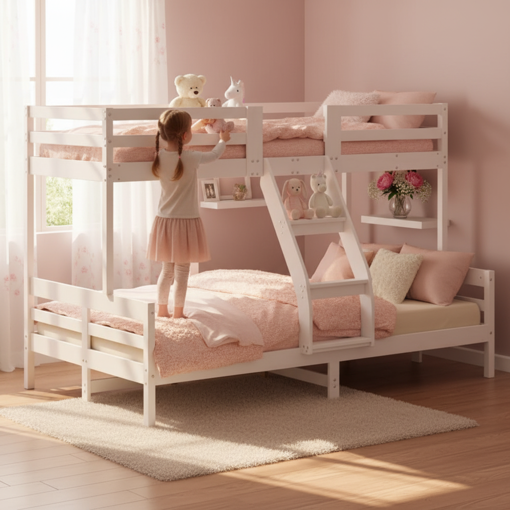 Wit stapelbed in meisjeskamer