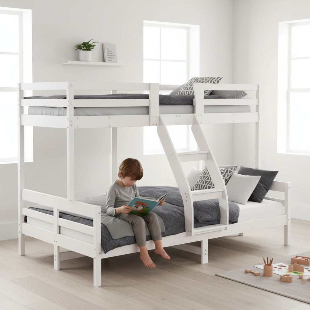 Wit stapelbed in Scandinavische kamer