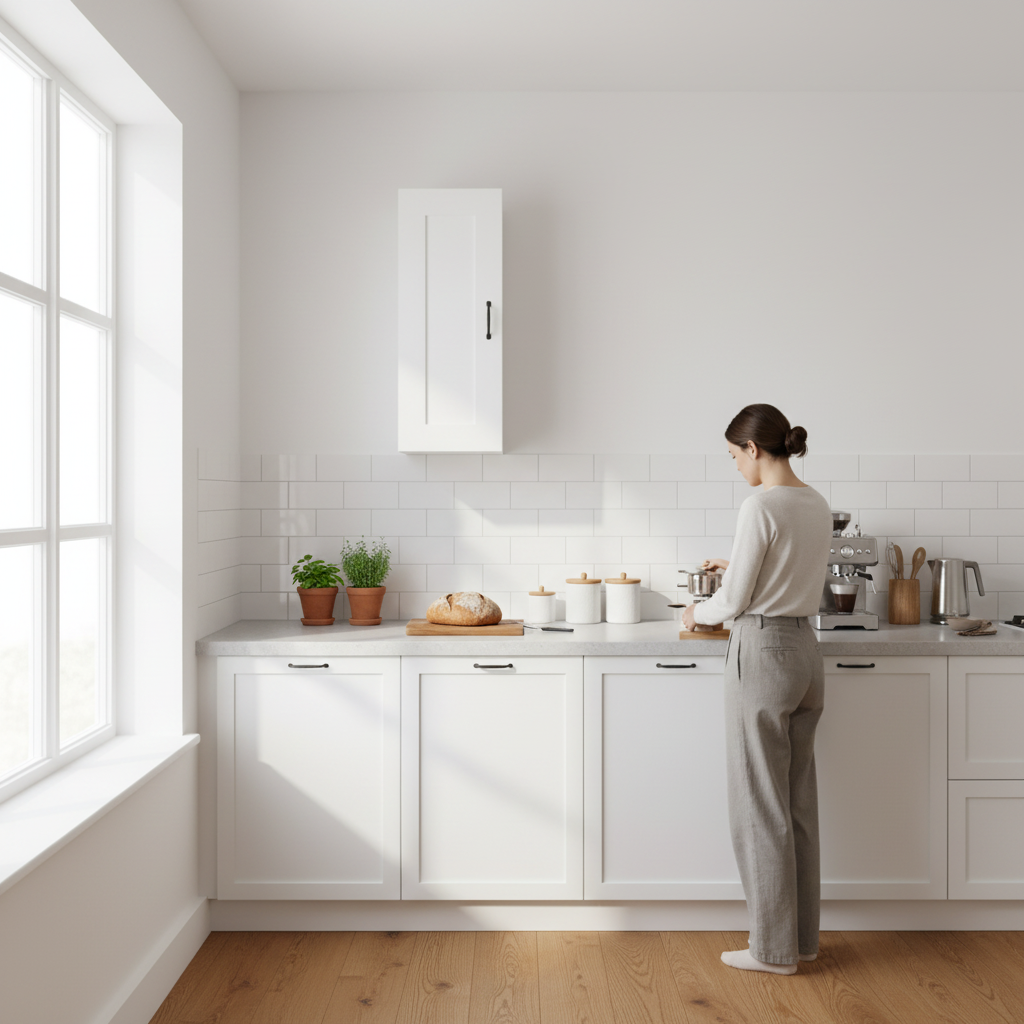 Witte hangkast in keuken