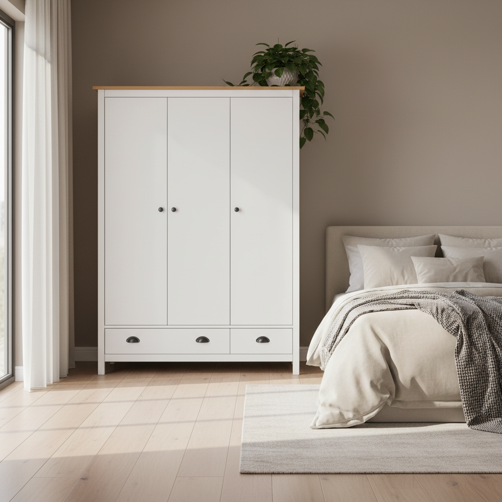 Witte kledingkast in moderne slaapkamer