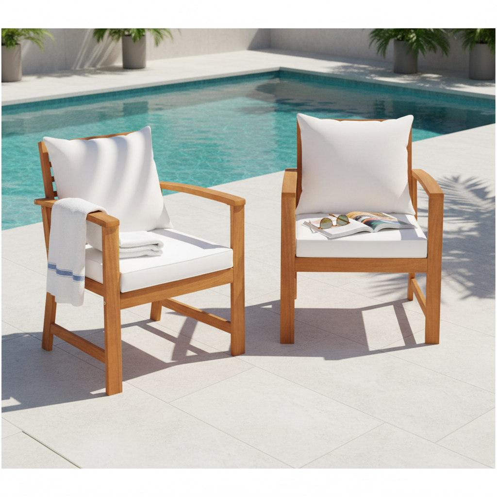 Witte kussens poolside