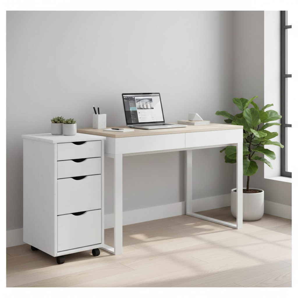 Witte ladekast in modern thuiskantoor