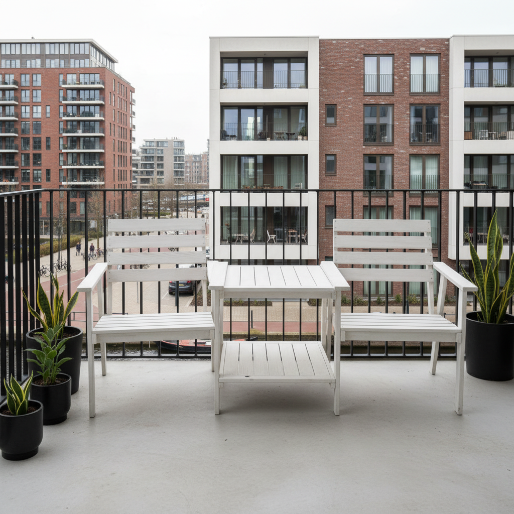 Witte tuinset op Nederlands balkon