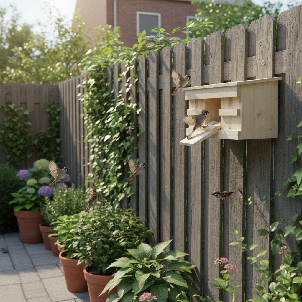 Wooden fence in city garden