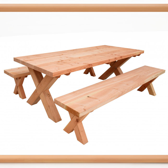 Ensemble de table de jardin Douglas Xavi 245 cm (1 table, 2 bancs) (KING ®)