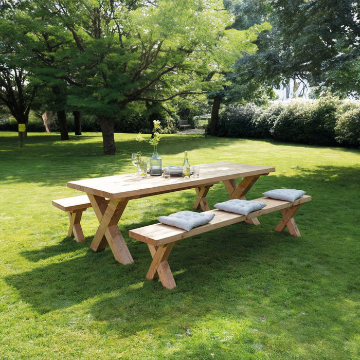 Ensemble de table de jardin Douglas Xavi 245 cm (1 table, 2 bancs) (KING ®)