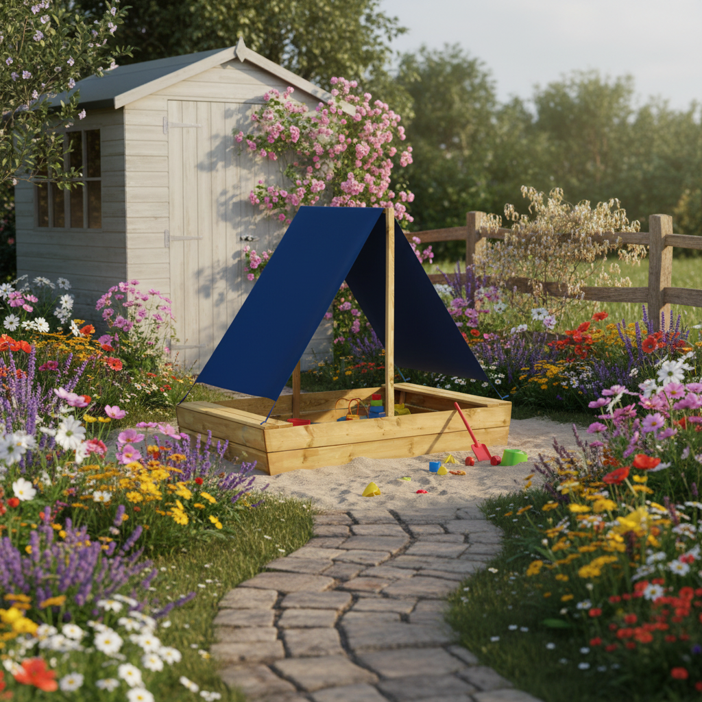 Zandbak in cottage tuin