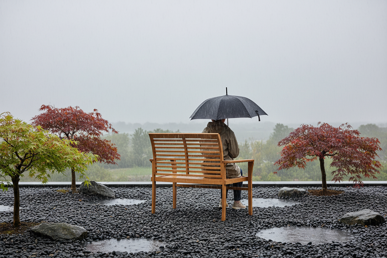 Zen Garden Rainy Day