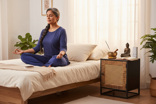 Zuid-Aziatische vrouw mediteert